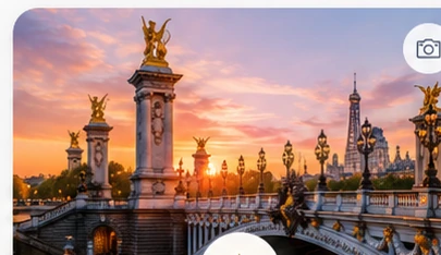 Pont Alexandre III bei Sonnenuntergang