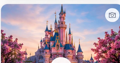 Disney-Schloss mit rosa Blüten